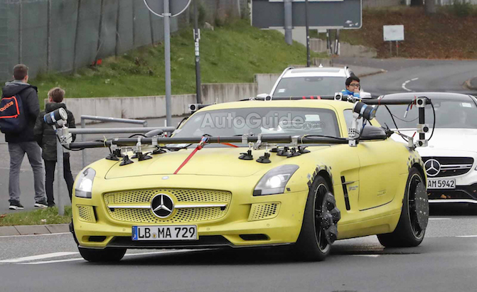 Mercedes SLS AMG Electric Drive Spied Testing Autonomous Tech