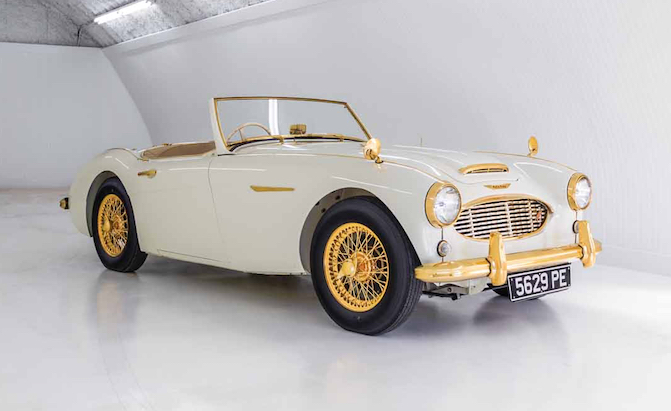 This Austin Healey has 24K Gold Trim and a Real Ivory Steering Wheel